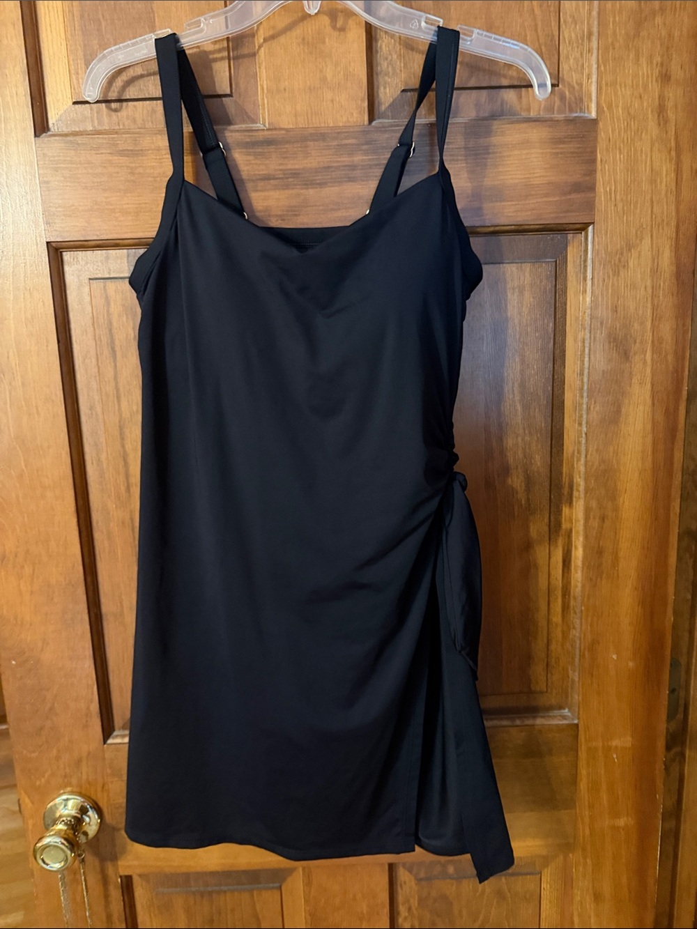 Lands' End Black Side-Tie Mini Dress with Adjustable Straps